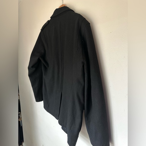 Men's Guess Wool Blend Black Felted Peacoat Jacket Coat Pockets Sz L - Picture 9 of 9